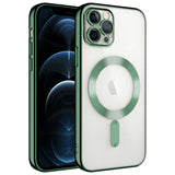 Apple iPhone 11 Pro Kılıf Kamera Korumalı M-safe Wireless Şarj Özellikli Zore Demre Kapak Koyu Yeşil