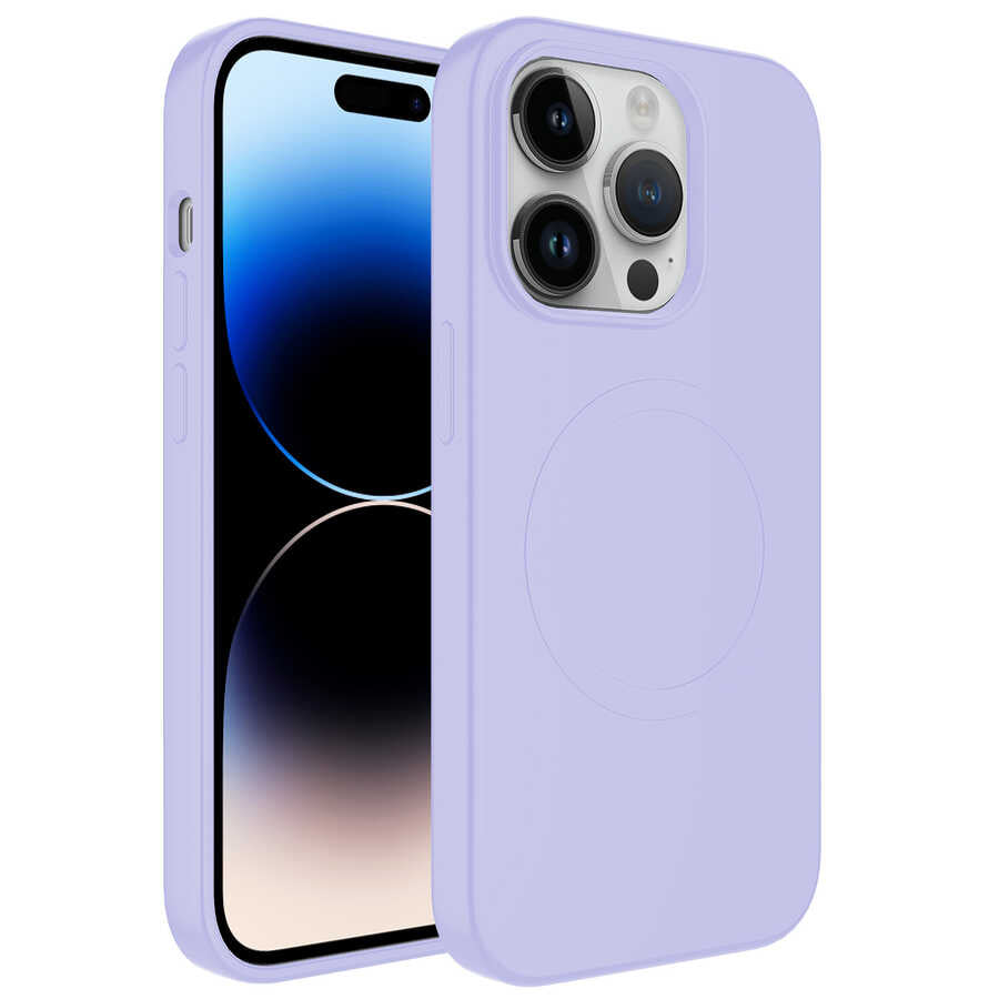 Apple iPhone 11 Pro Kılıf M-safe Wireless Şarj Özellikli Pastel Renk Silikon Zore Plas Kapak Lila