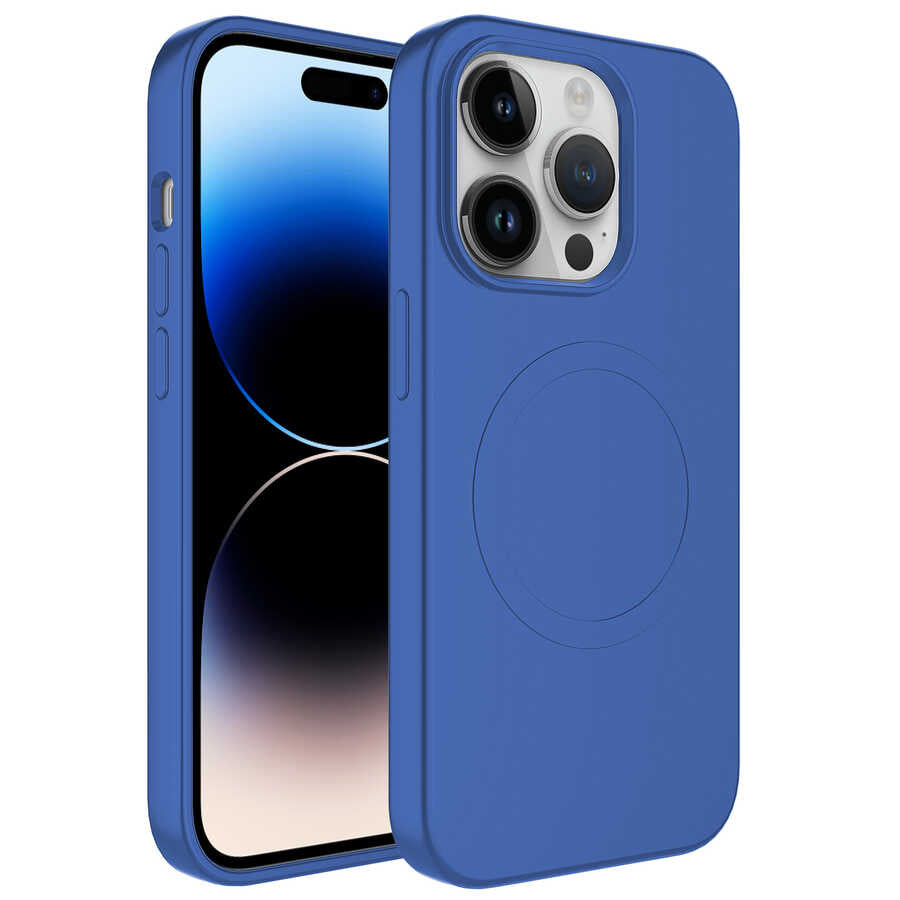 Apple iPhone 11 Pro Kılıf M-safe Wireless Şarj Özellikli Pastel Renk Silikon Zore Plas Kapak Mavi