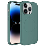 Apple iPhone 11 Pro Kılıf M-safe Wireless Şarj Özellikli Pastel Renk Silikon Zore Plas Kapak Koyu Yeşil