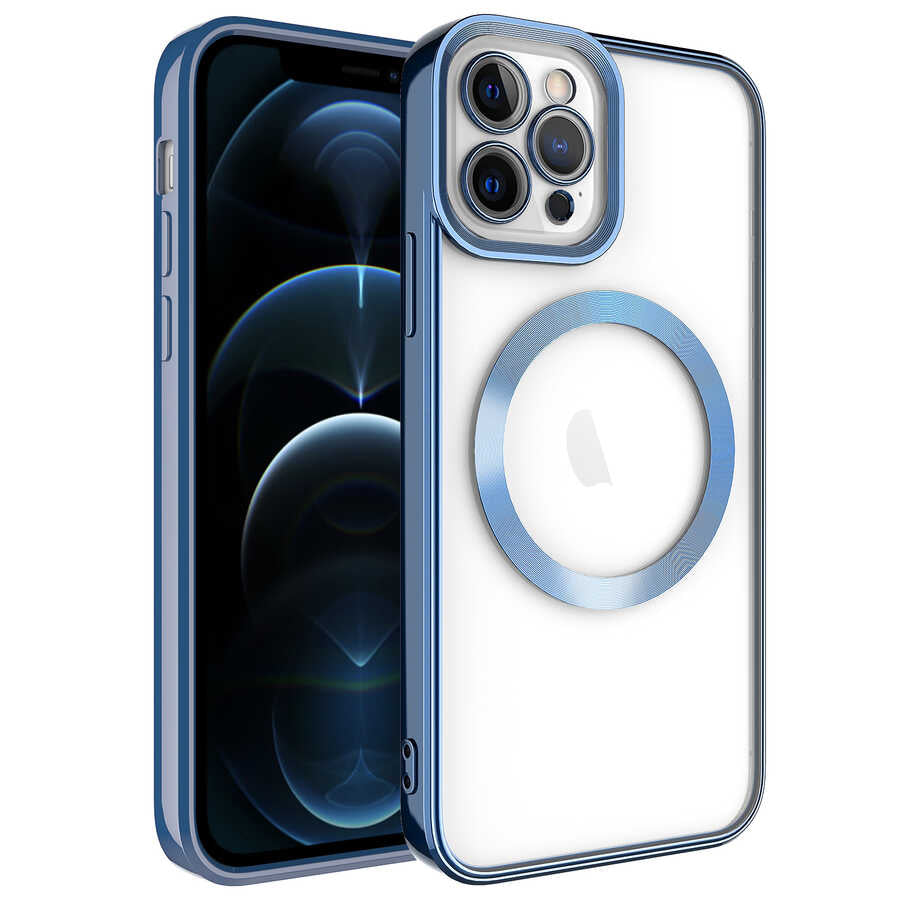 Apple iPhone 11 Pro Kılıf M-safe Wireless Şarj Özellikli Zore Setro Silikon Mavi