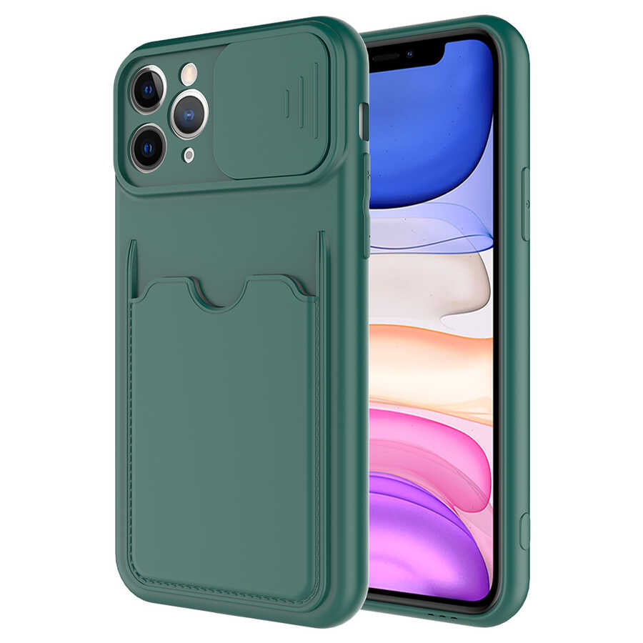 Apple iPhone 11 Pro Kılıf Zore Kartix Kapak Koyu Yeşil
