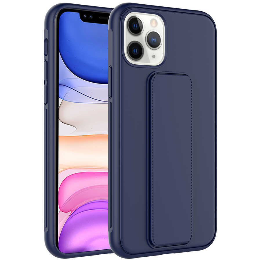 Apple iPhone 11 Pro Kılıf Zore Qstand Kapak Lacivert