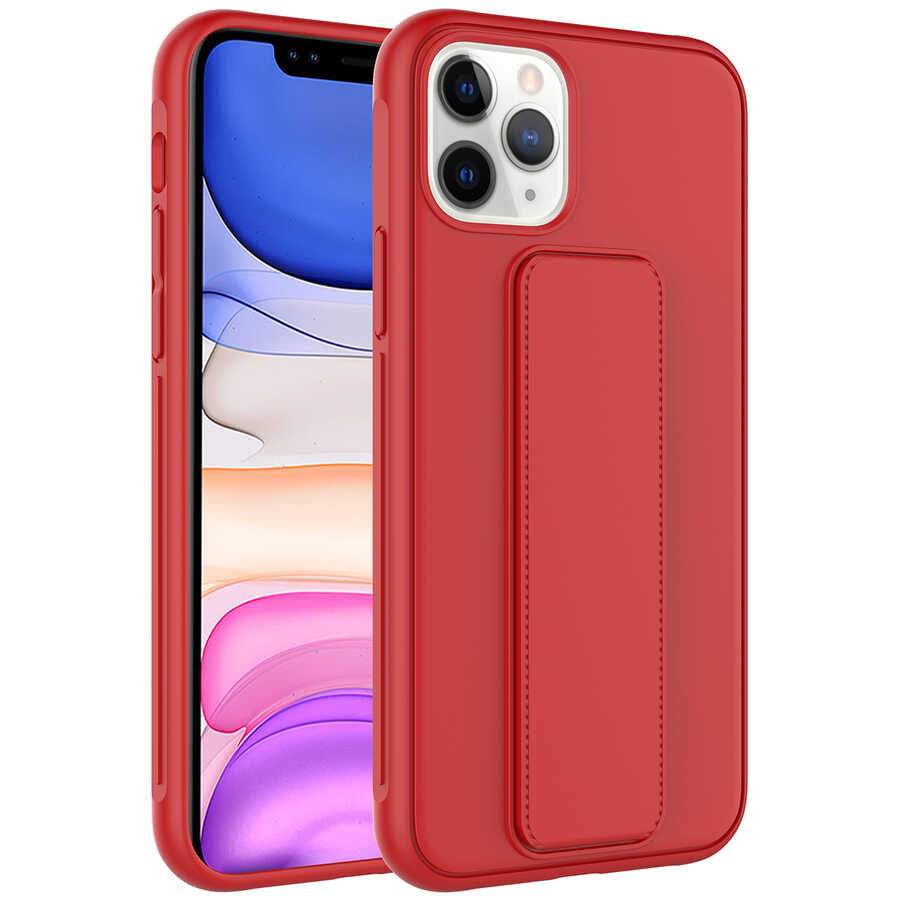 Apple iPhone 11 Pro Kılıf Zore Qstand Kapak Kırmızı