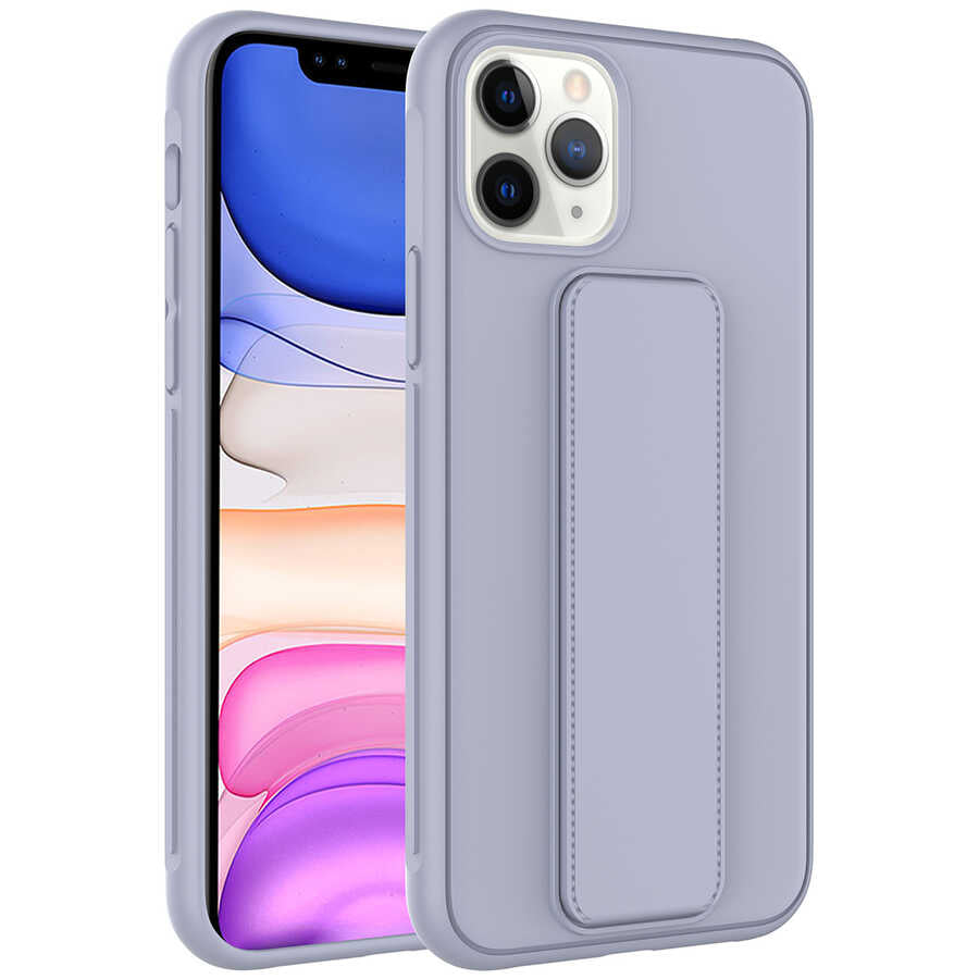 Apple iPhone 11 Pro Kılıf Zore Qstand Kapak Gri