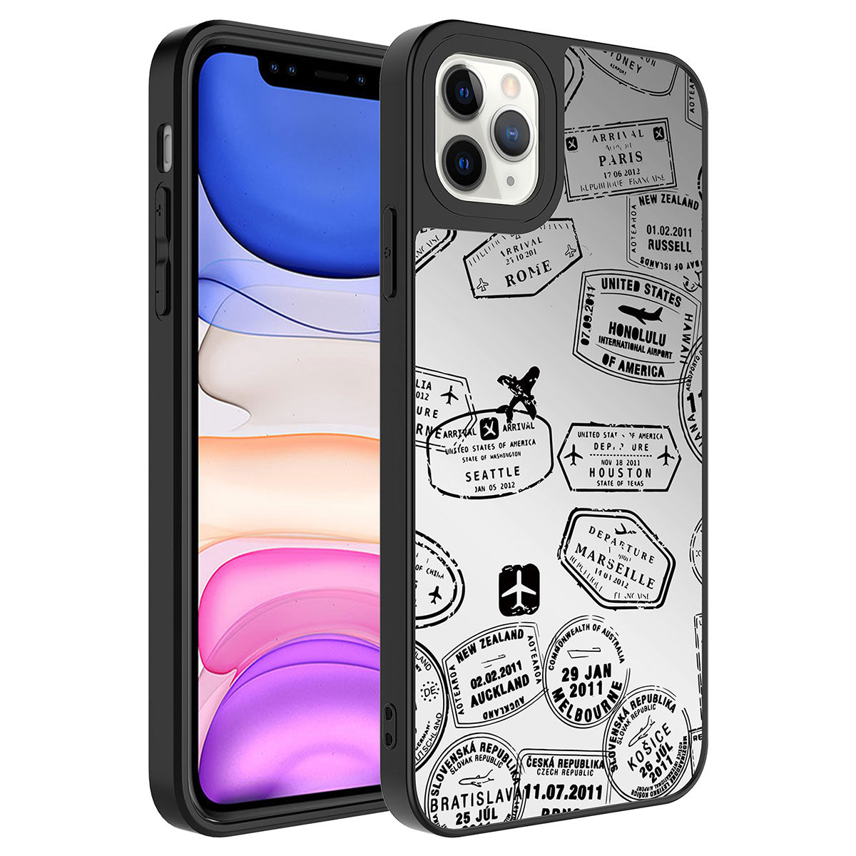 Apple iPhone 11 Pro Max Kılıf Aynalı Desenli Kamera Korumalı Parlak Zore Mirror Kapak Seyahat