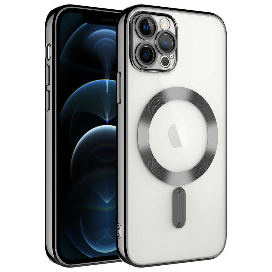 Apple iPhone 11 Pro Max Kılıf Kamera Korumalı M-safe Wireless Şarj Özellikli Zore Demre Kapak Siyah