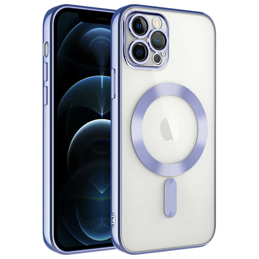 Apple iPhone 11 Pro Max Kılıf Kamera Korumalı M-safe Wireless Şarj Özellikli Zore Demre Kapak Lila