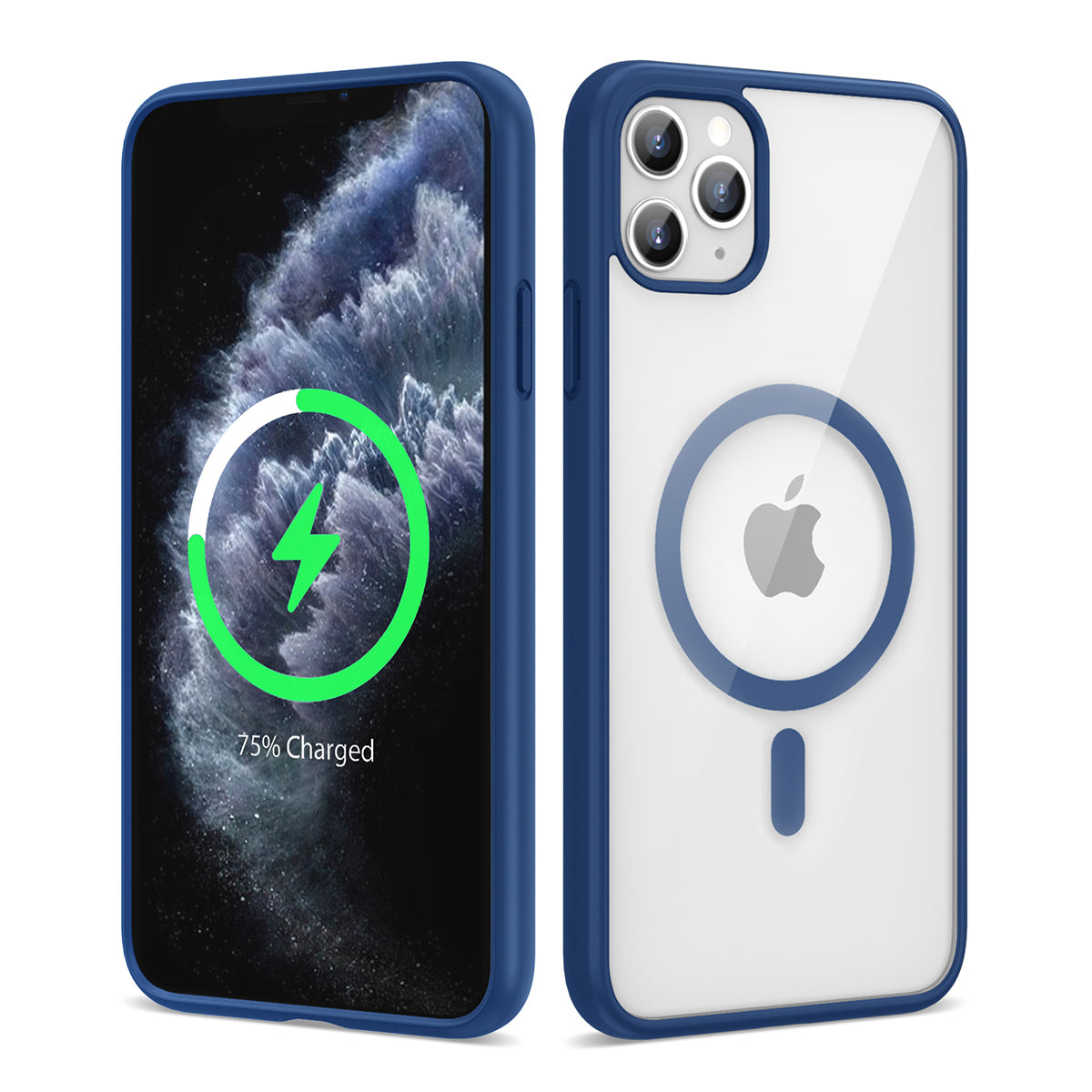 Apple iPhone 11 Pro Max Kılıf M-safe Wireless Şarj Özellikli Silikon Zore Ege Kapak Mavi