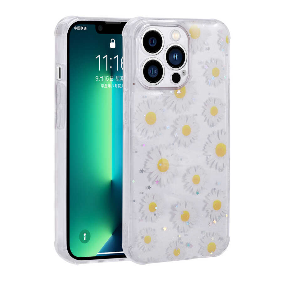 Apple iPhone 11 Pro Max Kılıf Simli Desenli Kamera Korumalı Parlak Zore Popy Kapak Kulübe