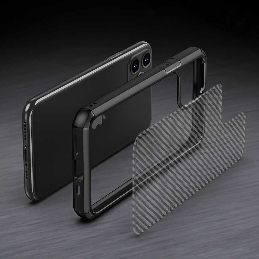 Apple iPhone 11 Pro Max Kılıf Zore İnoks Kapak Siyah