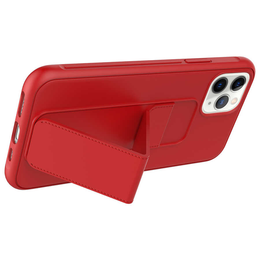 Apple iPhone 11 Pro Max Kılıf Zore Qstand Kapak Pembe