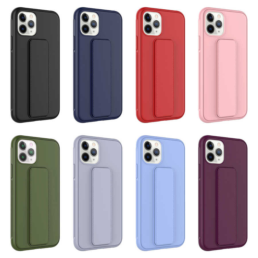 Apple iPhone 11 Pro Max Kılıf Zore Qstand Kapak Pembe