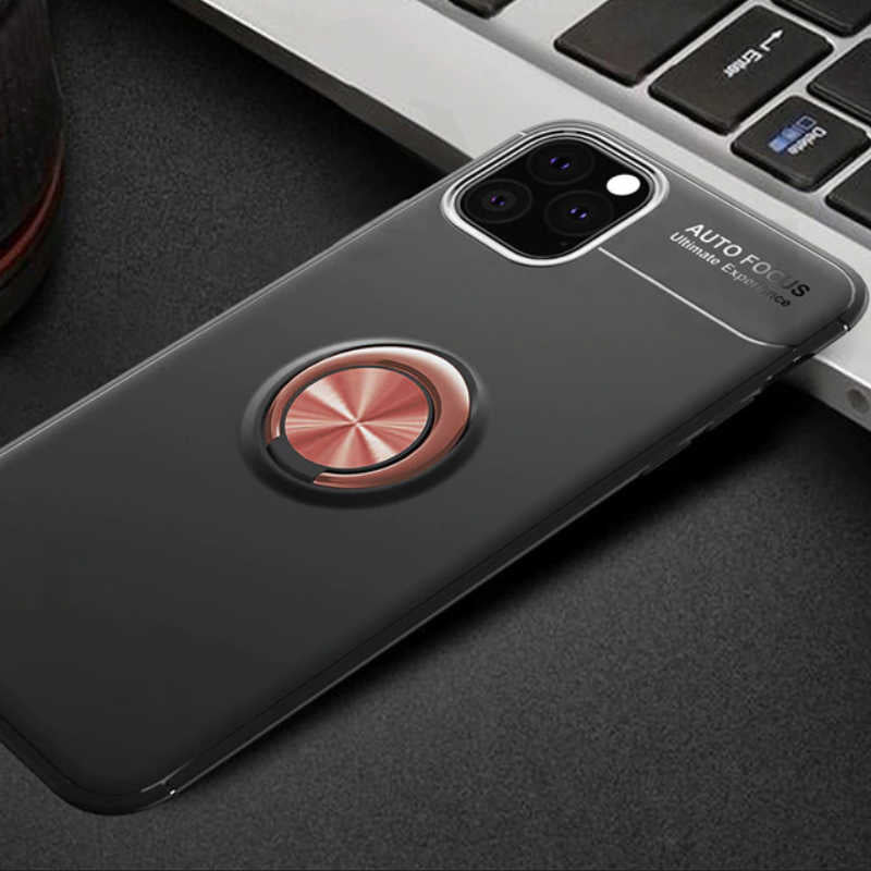 Apple iPhone 11 Pro Max Kılıf Zore Ravel Silikon Kapak Siyah-Rose Gold
