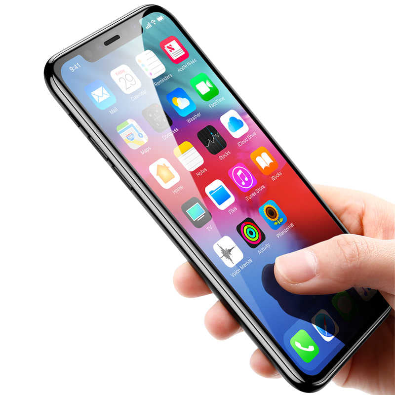 Apple iPhone 11 Pro Max Zore Kenarları Kırılmaya Dayanıklı Cam Ekran Koruyucu Siyah