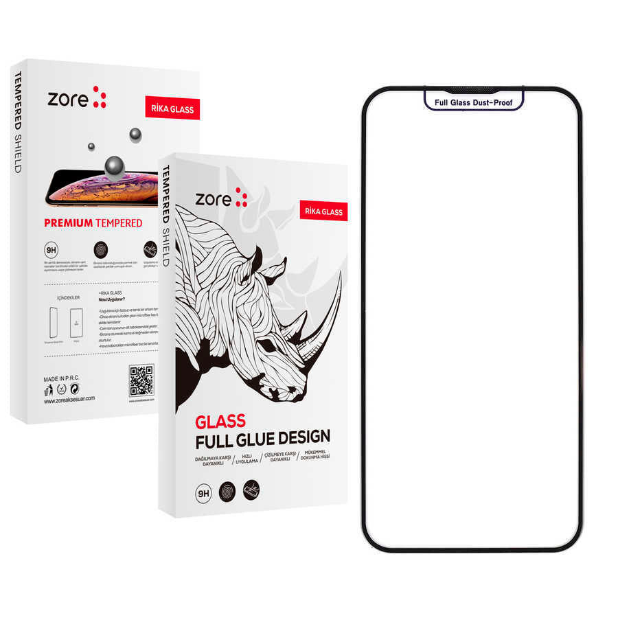 Apple iPhone 11 Pro Max Zore Rika Premium Temperli Cam Ekran Koruyucu Siyah