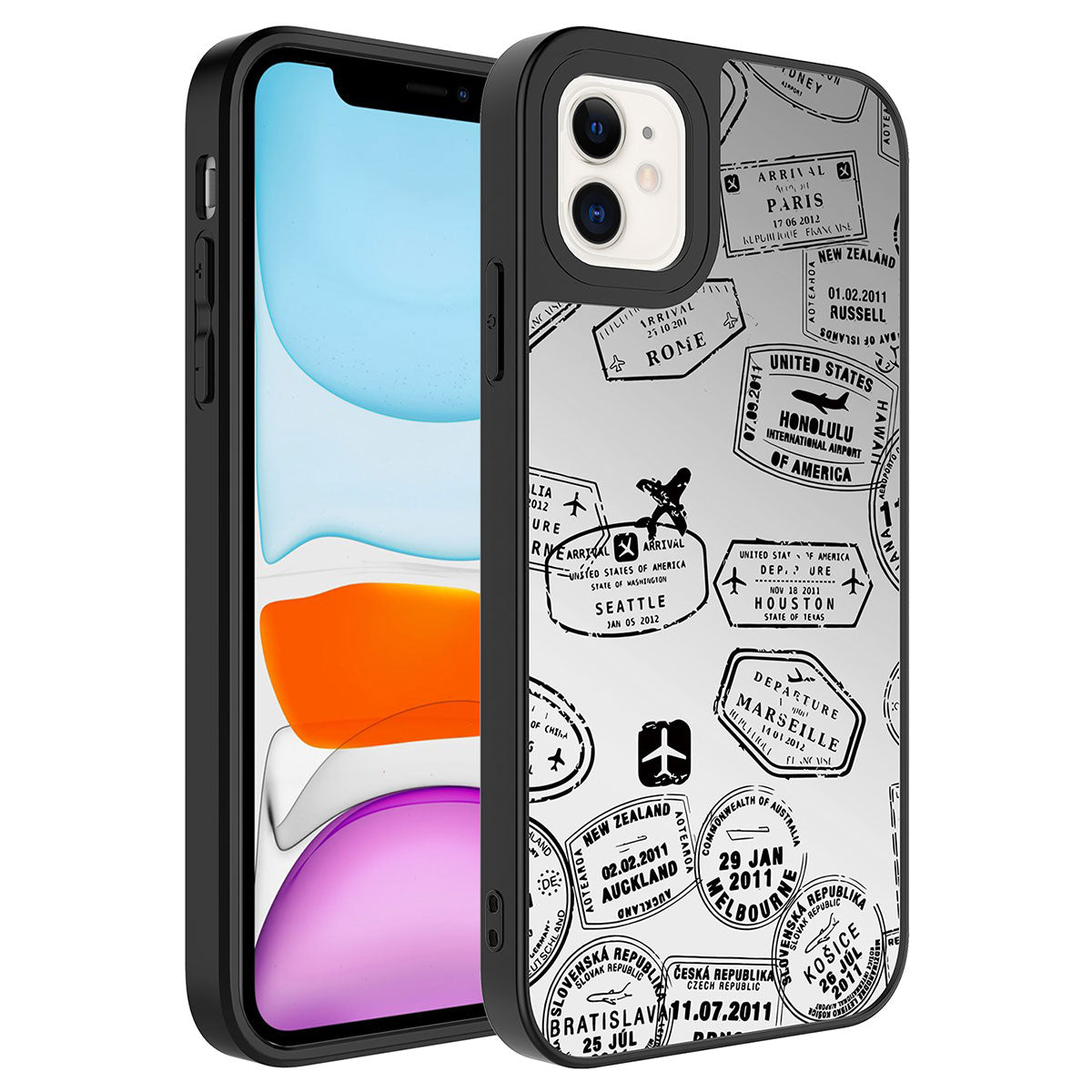 Apple iPhone 12 Kılıf Aynalı Desenli Kamera Korumalı Parlak Zore Mirror Kapak Seyahat