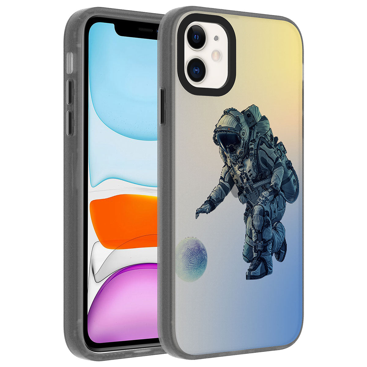 Apple iPhone 12 Kılıf Desenli Zore Dragon Sert Kapak Astronot