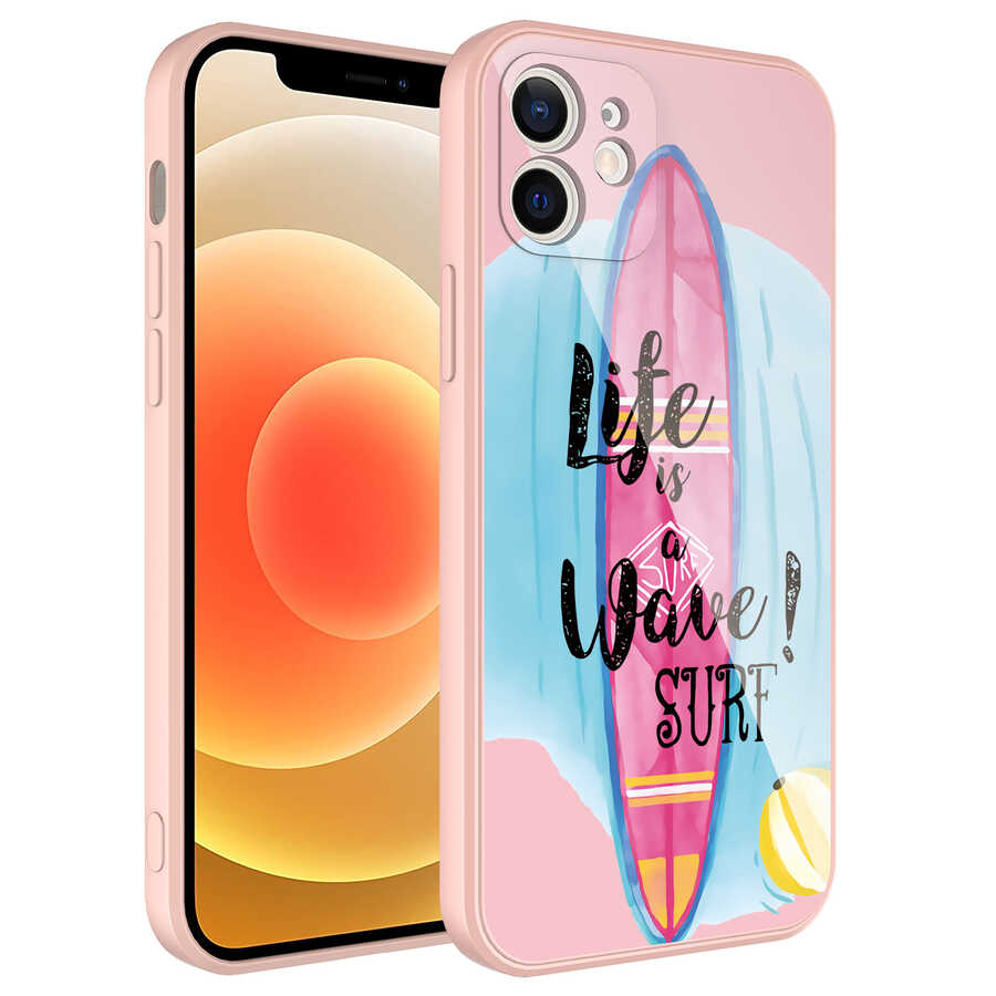 Apple iPhone 12 Kılıf Kamera Korumalı Desenli Sert Silikon Zore Epoksi Kapak NO10