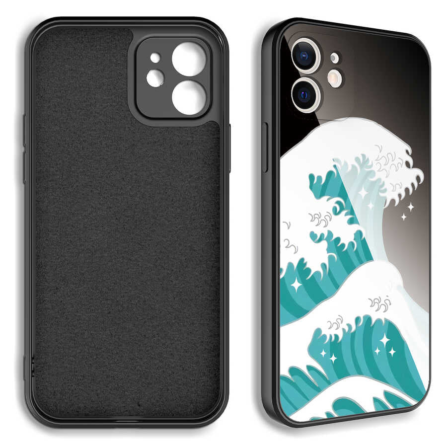 Apple iPhone 12 Kılıf Kamera Korumalı Desenli Sert Silikon Zore Epoksi Kapak NO9