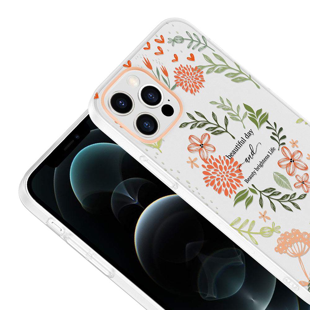 Apple iPhone 12 Kılıf Kamera Korumalı Desenli Zore Klip Kapak Beautiful