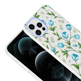 Apple iPhone 12 Kılıf Kamera Korumalı Desenli Zore Klip Kapak Mavi Lale
