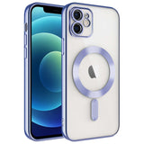 Apple iPhone 12 Kılıf Kamera Korumalı M-safe Wireless Şarj Özellikli Zore Demre Kapak Lila