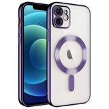 Apple iPhone 12 Kılıf Kamera Korumalı M-safe Wireless Şarj Özellikli Zore Demre Kapak Derin Mor