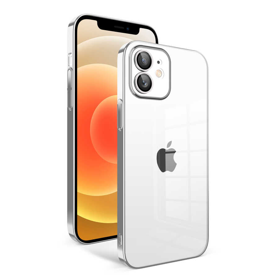 Apple iPhone 12 Kılıf Kamera Korumalı Renkli Çerçeveli Zore Garaj Kapak Kırmızı