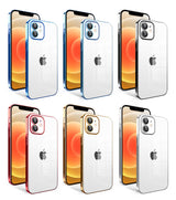 Apple iPhone 12 Kılıf Kamera Korumalı Renkli Çerçeveli Zore Garaj Kapak Saks Mavi