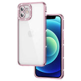 Apple iPhone 12 Kılıf Kamera Korumalı Taşlı Zore Mina Kapak Rose Gold