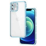 Apple iPhone 12 Kılıf Kamera Korumalı Taşlı Zore Mina Kapak Mavi