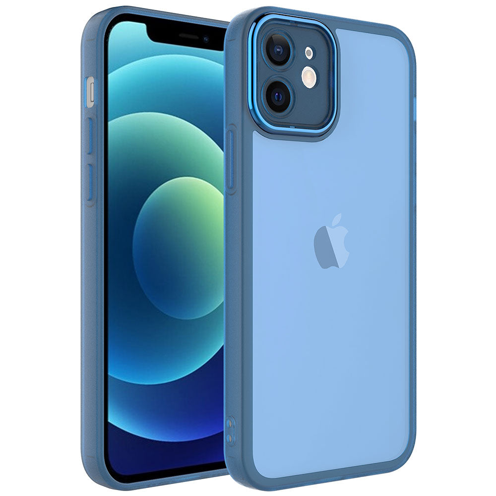 Apple iPhone 12 Kılıf Kamera Korumalı Transparan Zore Post Kapak Mavi