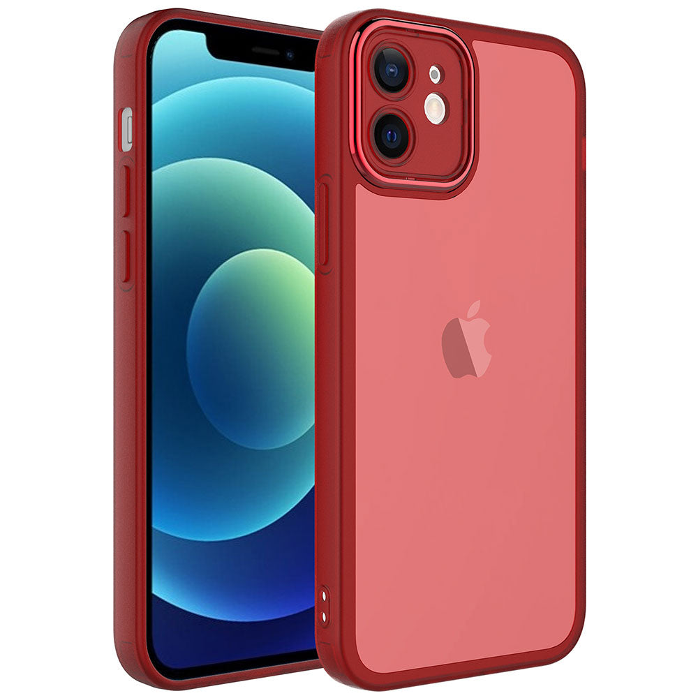 Apple iPhone 12 Kılıf Kamera Korumalı Transparan Zore Post Kapak Kırmızı