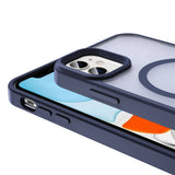 Apple iPhone 12 Kılıf M-safe Şarj Özellikli Mat Arka Yüzey Zore Sio Kapak Lacivert