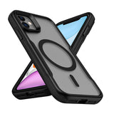 Apple iPhone 12 Kılıf M-safe Şarj Özellikli Renkli Kenar Airbag Şeritli Zore Lamer Kapak Siyah
