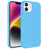 Apple iPhone 12 Kılıf M-safe Wireless Şarj Özellikli Pastel Renk Silikon Zore Plas Kapak Pembe Açık