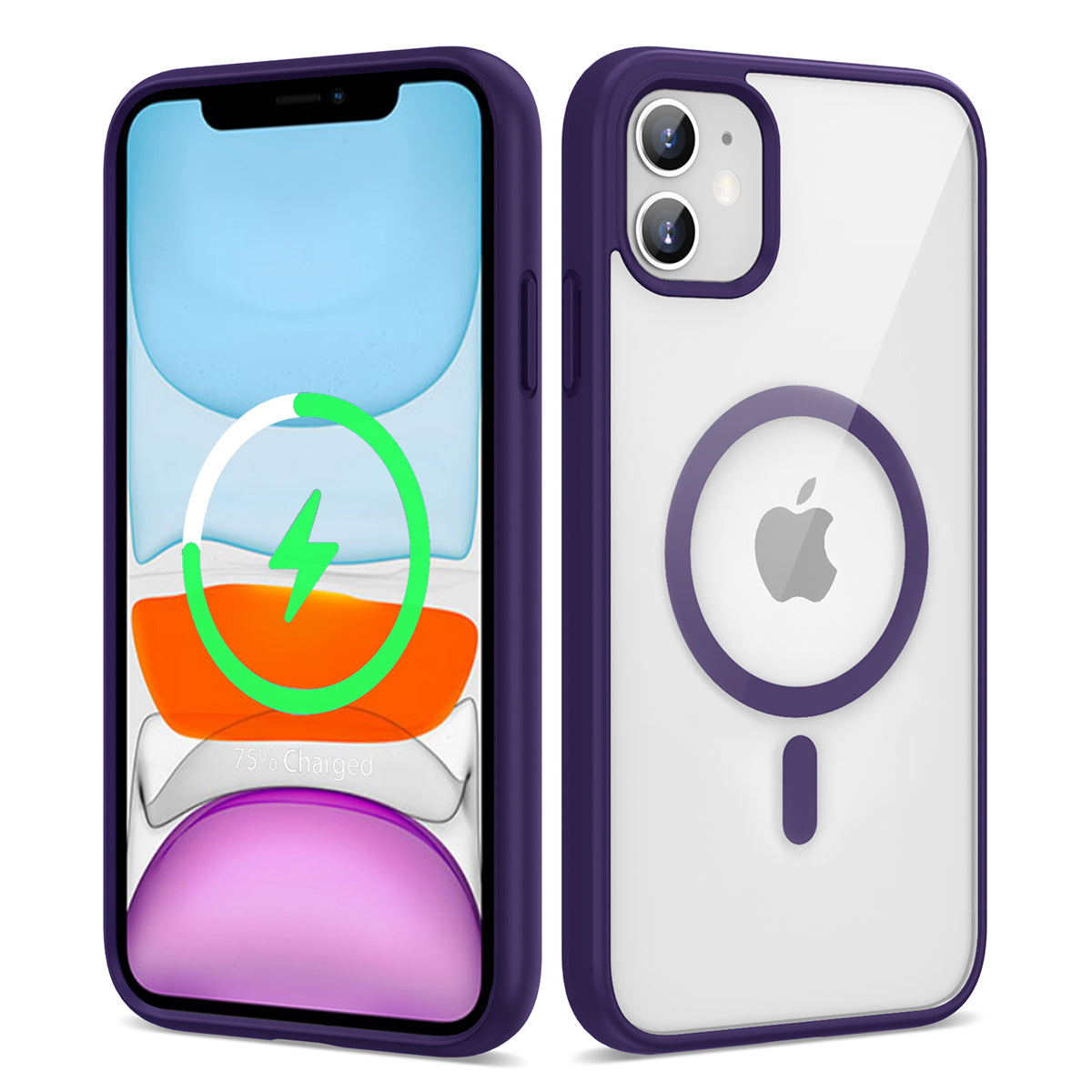 Apple iPhone 12 Kılıf M-safe Wireless Şarj Özellikli Silikon Zore Ege Kapak Derin Mor