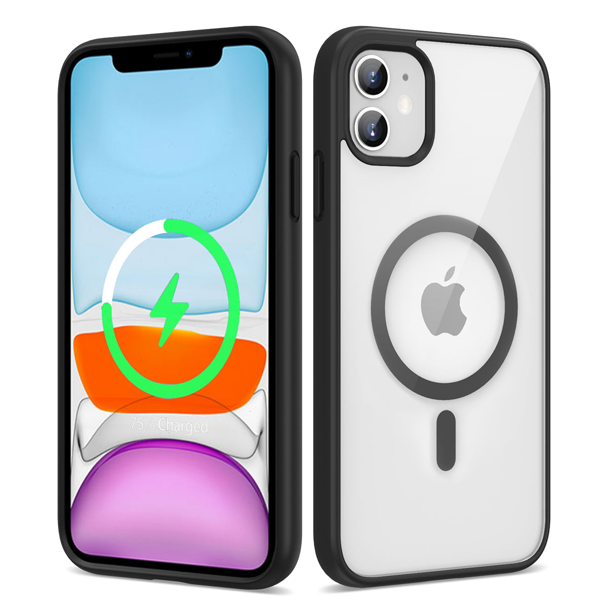 Apple iPhone 12 Kılıf M-safe Wireless Şarj Özellikli Silikon Zore Ege Kapak Siyah