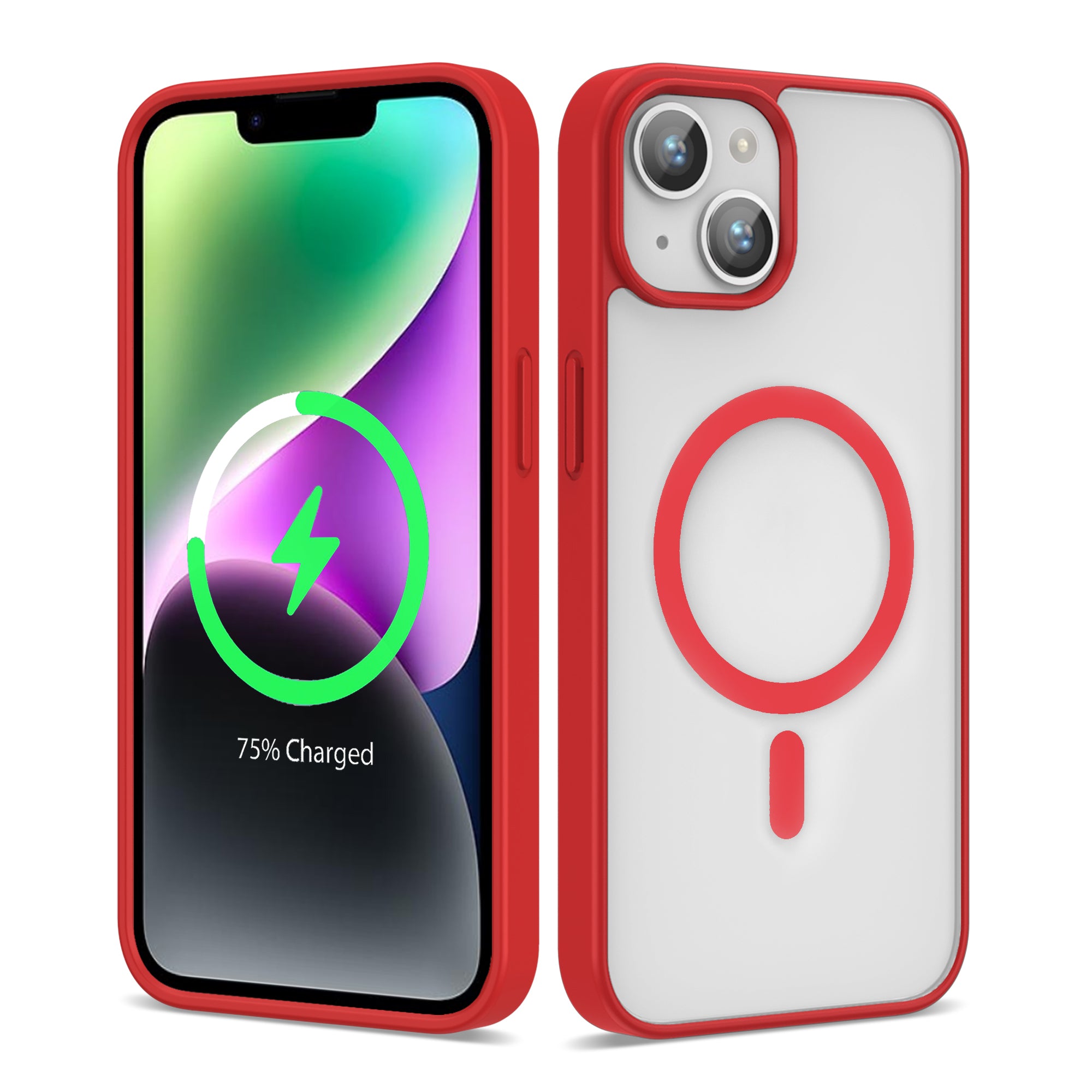 Apple iPhone 12 Kılıf M-safe Wireless Şarj Özellikli Silikon Zore Ege Kapak Kırmızı