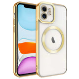 Apple iPhone 12 Kılıf M-safe Wireless Şarj Özellikli Zore Setro Silikon Gold