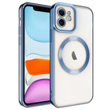 Apple iPhone 12 Kılıf M-safe Wireless Şarj Özellikli Zore Setro Silikon Sierra Mavi