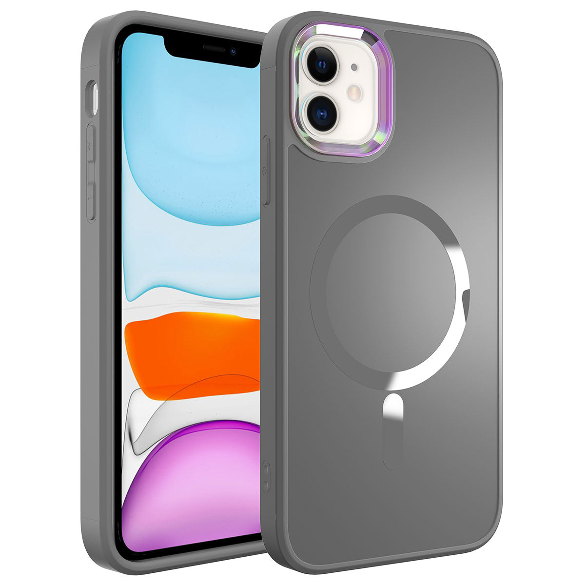 Apple iPhone 12 Kılıf M-safe Wireless Şarj Özellikli Zore Stil Kapak Koyu Yeşil
