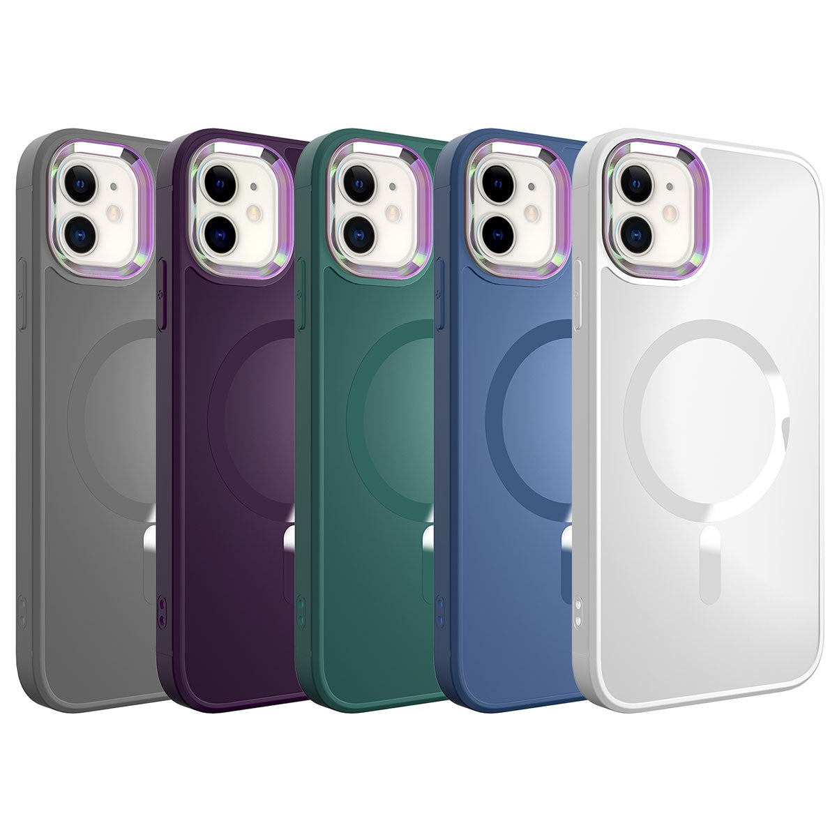 Apple iPhone 12 Kılıf M-safe Wireless Şarj Özellikli Zore Stil Kapak Koyu Yeşil