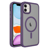 Apple iPhone 12 Kılıf Mat Arka Yüzey Wireless Şarj Özellikli Zore Flet M-safe Kapak Derin Mor
