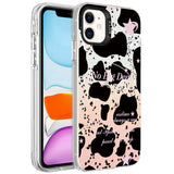 Apple iPhone 12 Kılıf Mermer Desenli Zore Marbello Kapak Siyah-Beyaz