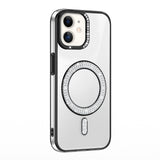 Apple iPhone 12 Kılıf Pırlanta Taş Tasarımlı M-safe Şarj Özellikli Zore Karetta Silikon Kapak Rose Gold
