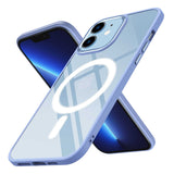 Apple iPhone 12 Kılıf Wireless Şarj Özellikli Zore Krom M-safe Silikon Kapak Lila