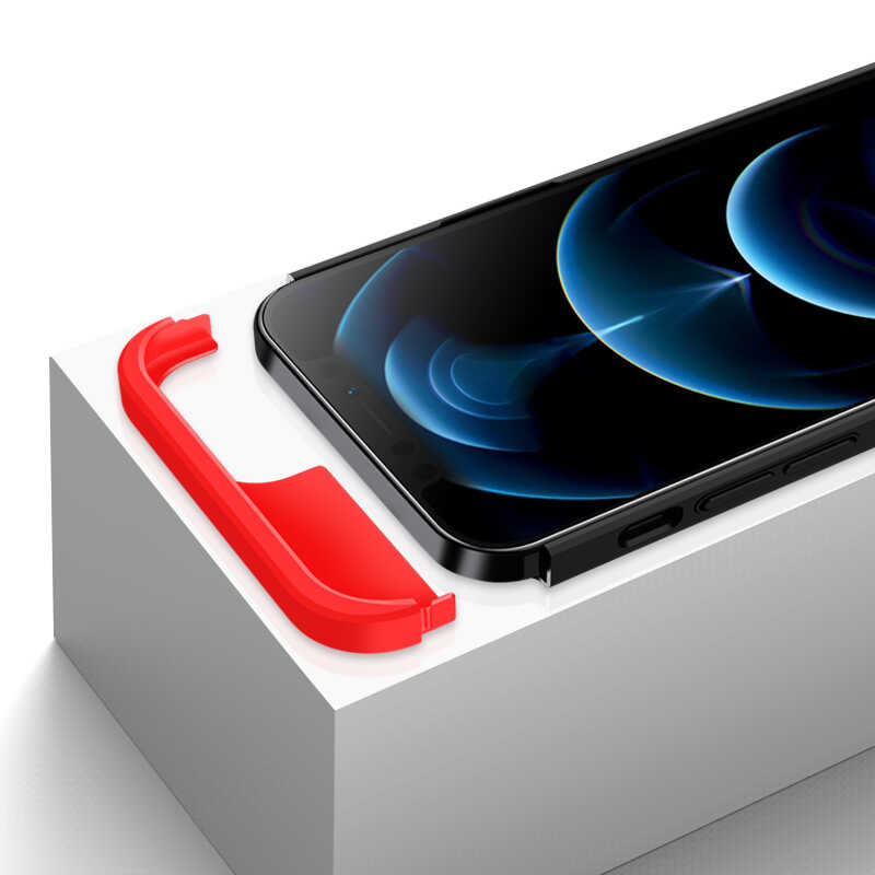 Apple iPhone 12 Kılıf Zore Ays Kapak Siyah-Kırmızı