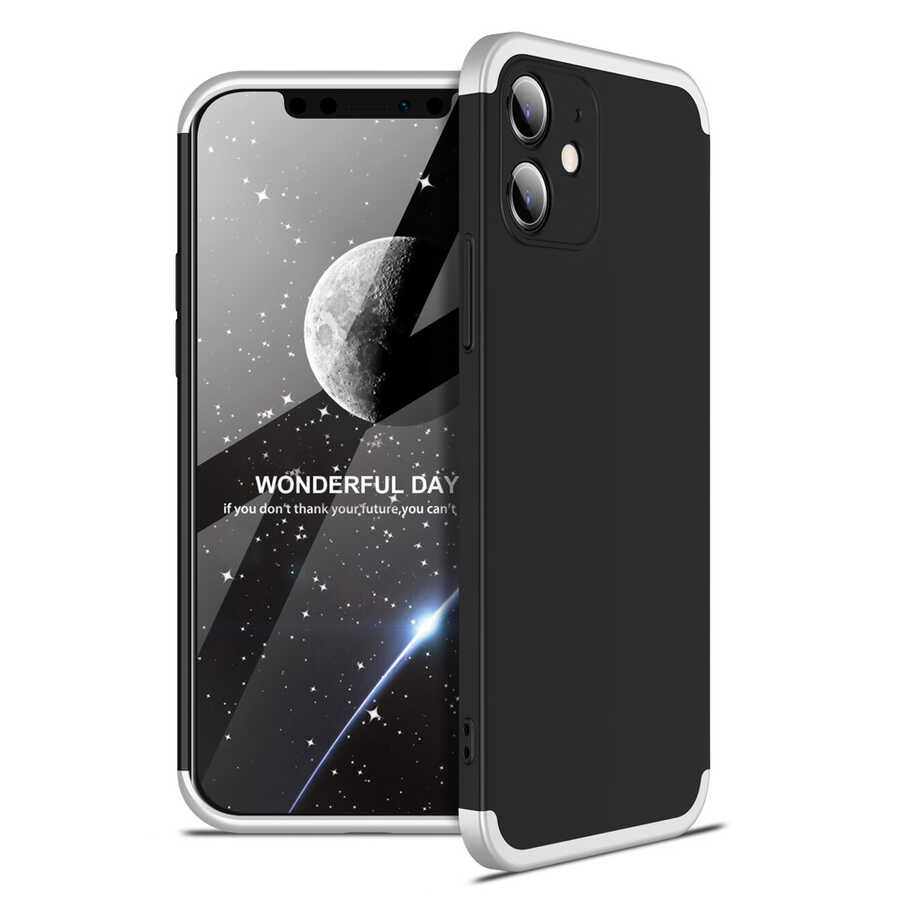 Apple iPhone 12 Kılıf Zore Ays Kapak Siyah-Gri
